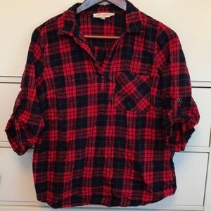 Maternity plaid 3/4 sleeve top